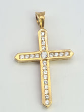 Load image into Gallery viewer, 0747: Vintage: 9ct Gold Large Simulated Diamonds Cross Pendant- Super
