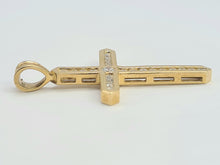 Load image into Gallery viewer, 0747: Vintage: 9ct Gold Large Simulated Diamonds Cross Pendant- Super
