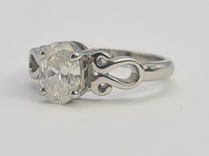 0841: Modern Platinum 1CT  Diamond Solitaire- GIA Certificate E Colour S1i Clarity