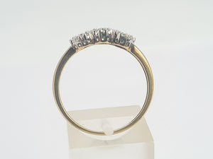 0348: Vintage: 9ct Gold green Diopsides 38 Diamonds Ring- eye candy