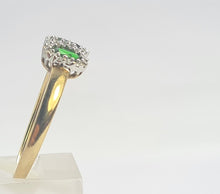 Load image into Gallery viewer, 0348: Vintage: 9ct Gold green Diopsides 38 Diamonds Ring- eye candy
