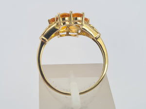 0535: Vintage: 9ct Gold Orange Sapphires Cluster Ring- lovely cut and colours