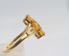 Load image into Gallery viewer, 0535: Vintage: 9ct Gold Orange Sapphires Cluster Ring- lovely cut and colours
