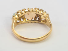 Load image into Gallery viewer, 0574: Vintage: 18ct Gold Vivid White Opals Diamonds Ring- Date-Mark 1945
