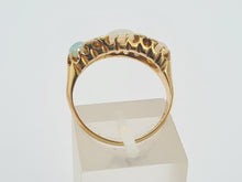 Load image into Gallery viewer, 0574: Vintage: 18ct Gold Vivid White Opals Diamonds Ring- Date-Mark 1945
