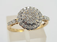 Load image into Gallery viewer, 0659: Vintage: 14ct Gold Diamonds (1ct) Cluster Ring- sparkling symmetry
