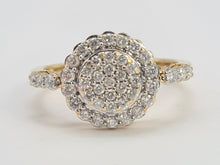 Load image into Gallery viewer, 0659: Vintage: 14ct Gold Diamonds (1ct) Cluster Ring- sparkling symmetry
