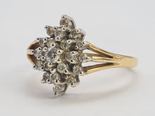 Load image into Gallery viewer, 0716: Vintage: 9ct Gold 21 Diamonds Geometric Set Ring- lovely sparkle
