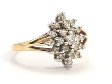 Load image into Gallery viewer, 0716: Vintage: 9ct Gold 21 Diamonds Geometric Set Ring- lovely sparkle
