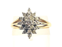 Load image into Gallery viewer, 0716: Vintage: 9ct Gold 21 Diamonds Geometric Set Ring- lovely sparkle
