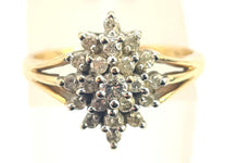 Load image into Gallery viewer, 0716: Vintage: 9ct Gold 21 Diamonds Geometric Set Ring- lovely sparkle
