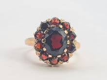 Load image into Gallery viewer, 0735: Vintage: 9ct Gold Rich Red Garnets Cluster Ring - Date-Mark 1964
