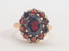 Load image into Gallery viewer, 0735: Vintage: 9ct Gold Rich Red Garnets Cluster Ring - Date-Mark 1964
