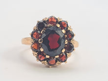 Load image into Gallery viewer, 0735: Vintage: 9ct Gold Rich Red Garnets Cluster Ring - Date-Mark 1964
