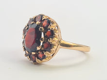 Load image into Gallery viewer, 0735: Vintage: 9ct Gold Rich Red Garnets Cluster Ring - Date-Mark 1964
