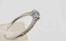 Load image into Gallery viewer, 0258: Vintage: 9ct White Gold Topaz. Amethyst, Diamonds Stacker Ring- petite and sparkling
