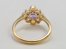 Load image into Gallery viewer, 0276: Vintage: 9ct Gold Lilac Amethyst Opals Flower Head Ring
