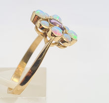 Load image into Gallery viewer, 0276: Vintage: 9ct Gold Lilac Amethyst Opals Flower Head Ring
