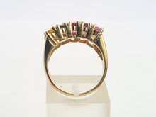 Load image into Gallery viewer, 0530: Vintage: Statement 9ct Gold Mixed Sapphires Diamonds Cocktail Ring- rainbow beauty
