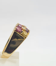 Load image into Gallery viewer, 0530: Vintage: Statement 9ct Gold Mixed Sapphires Diamonds Cocktail Ring- rainbow beauty
