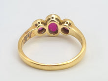 Load image into Gallery viewer, 0702: Vintage: 18ct Gold Rich Red Rubies Trilogy Ring- gorgeous
