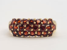 Load image into Gallery viewer, 0726: Vintage: 9ct Gold Tiered Garnets Cluster Ring- lovely colours&nbsp;
