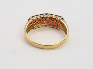 0726: Vintage: 9ct Gold Tiered Garnets Cluster Ring- lovely colours&nbsp;