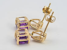 Load image into Gallery viewer, 0211: Vintage: 9ct Gold Lilac Amethysts Diamonds Drop Stud Earrings
