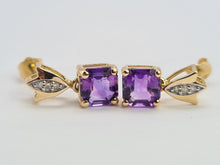 Load image into Gallery viewer, 0211: Vintage: 9ct Gold Lilac Amethysts Diamonds Drop Stud Earrings
