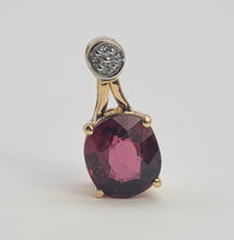 Load image into Gallery viewer, 0230: Vintage: 9ct Gold Almandine Garnet Diamonds Pendant- petite &amp; graceful
