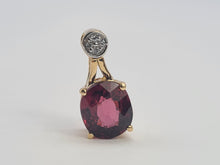 Load image into Gallery viewer, 0230: Vintage: 9ct Gold Almandine Garnet Diamonds Pendant- petite &amp; graceful
