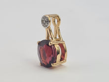 Load image into Gallery viewer, 0230: Vintage: 9ct Gold Almandine Garnet Diamonds Pendant- petite &amp; graceful
