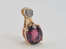 Load image into Gallery viewer, 0230: Vintage: 9ct Gold Almandine Garnet Diamonds Pendant- petite &amp; graceful
