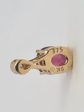 Load image into Gallery viewer, 0230: Vintage: 9ct Gold Almandine Garnet Diamonds Pendant- petite &amp; graceful
