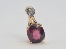 Load image into Gallery viewer, 0230: Vintage: 9ct Gold Almandine Garnet Diamonds Pendant- petite &amp; graceful
