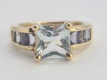 Load image into Gallery viewer, 0536: Vintage: 9ct Gold Blue Aquamarines Blue Iolites Ring- beautifully paired
