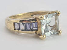 Load image into Gallery viewer, 0536: Vintage: 9ct Gold Blue Aquamarines Blue Iolites Ring- beautifully paired
