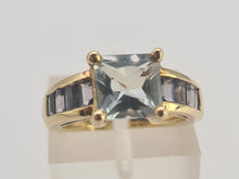 Load image into Gallery viewer, 0536: Vintage: 9ct Gold Blue Aquamarines Blue Iolites Ring- beautifully paired
