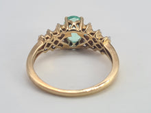 Load image into Gallery viewer, 0715: Vintage 9ct Gold Emerald 26 Baguette Cut Diamonds Dress Ring- exquisite
