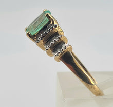 Load image into Gallery viewer, 0715: Vintage 9ct Gold Emerald 26 Baguette Cut Diamonds Dress Ring- exquisite
