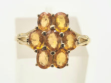 Load image into Gallery viewer, 0535: Vintage: 9ct Gold Orange Sapphires Cluster Ring- lovely cut and colours
