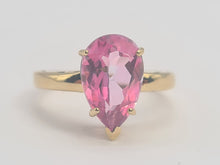 Load image into Gallery viewer, 0529: Vintage: 9ct Gold Pear-Cut Pink Topaz Dress Ring- Barbie beauty, total eye catcher
