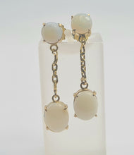 Load image into Gallery viewer, 0545: Vintage: 18ct Gold White Opals Drop/Dangle Stud Earrings- just lovely!
