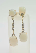 Load image into Gallery viewer, 0545: Vintage: 18ct Gold White Opals Drop/Dangle Stud Earrings- just lovely!
