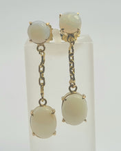 Load image into Gallery viewer, 0545: Vintage: 18ct Gold White Opals Drop/Dangle Stud Earrings- just lovely!
