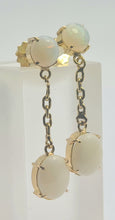 Load image into Gallery viewer, 0545: Vintage: 18ct Gold White Opals Drop/Dangle Stud Earrings- just lovely!
