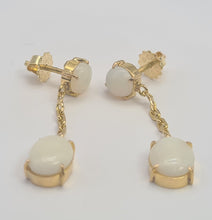 Load image into Gallery viewer, 0545: Vintage: 18ct Gold White Opals Drop/Dangle Stud Earrings- just lovely!
