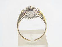 Load image into Gallery viewer, 0652: Vintage: 9ct Gold Art Deco Style Rubies Diamonds Panel Ring- geometric beauty
