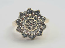 Load image into Gallery viewer, 0677: Vintage; 9ct Gold 21 Diamonds Tiered Cluster Rin- Date- Mark 1979
