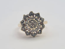 Load image into Gallery viewer, 0677: Vintage; 9ct Gold 21 Diamonds Tiered Cluster Rin- Date- Mark 1979
